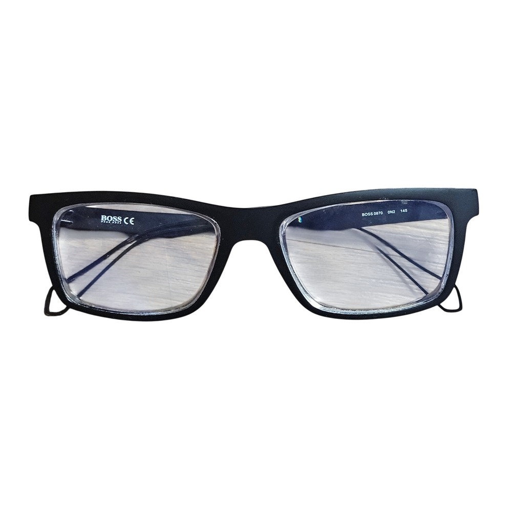 Hugo Boss‎ 0870 0N2 Matte Black Rectangular Eyeglasses Frames 145mm Quiet Luxury